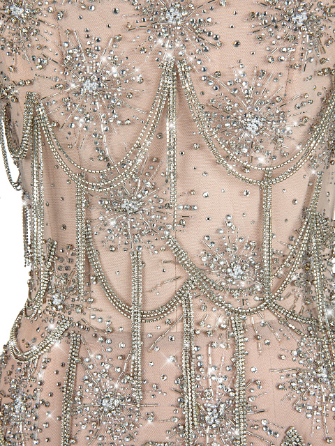 Бежевое платье-макси со стразами, 6