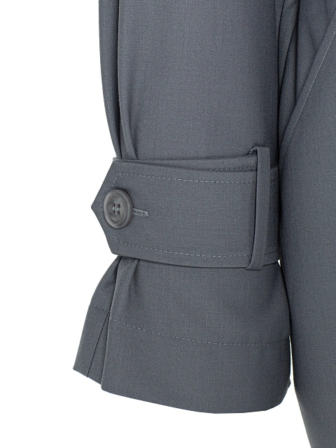 Серое платье-мини с карманами и поясом, 4