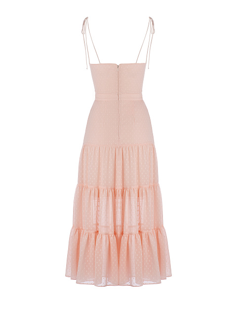 Коралловый сарафан из шифона в горошек, 2 Коралловый сарафан из шифона в горошек, 2