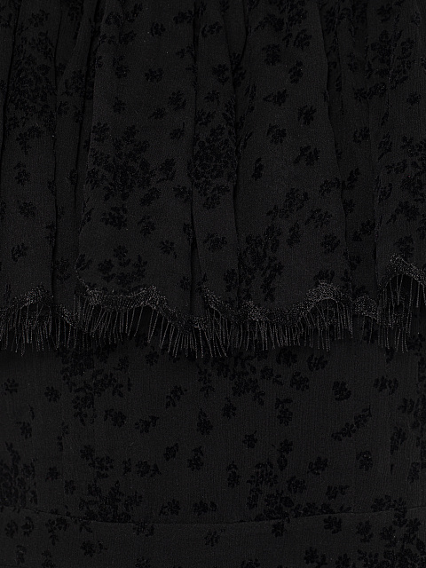 Черное платье-миди из шифона с цветочным принтом и завязками, 3 Черное платье-миди из шифона с цветочным принтом и завязками, 3