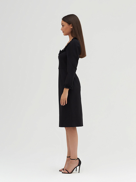 Черное платье-миди с рюшами, 6 Черное платье-миди с рюшами, 6