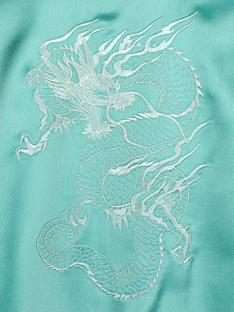 Зеленый домашний костюм из шелка с вышивкой, 5