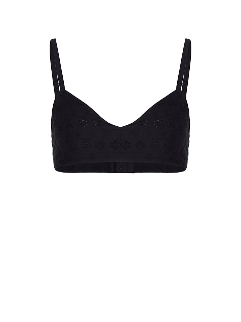 Черный хлопковый сет из рубашки с коротким рукавом и бра, 5