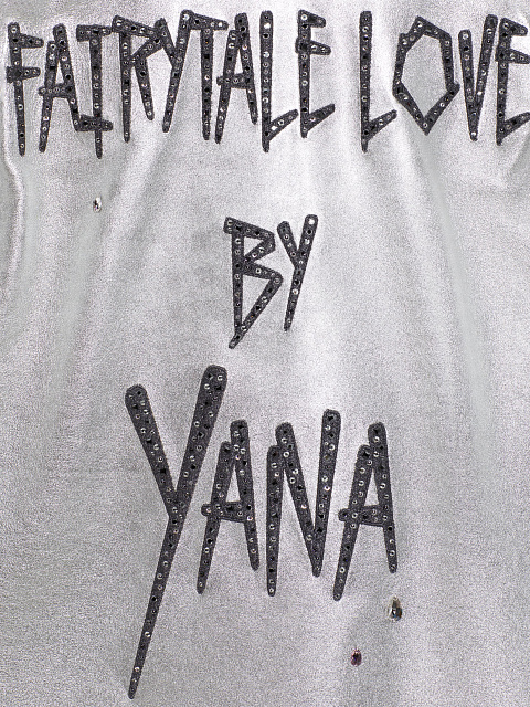 Серебристый кожаный кейп с лацканами в виде сердца, 4