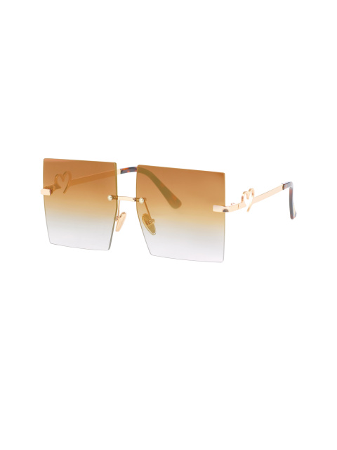 Солнцезащитные очки в золотистой оправе с квадратными серо-коричневыми линзами, 1