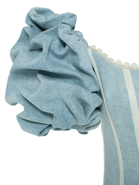 Голубое платье-мини из денима с белым кружевом, 4 Голубое платье-мини из денима с белым кружевом, 4