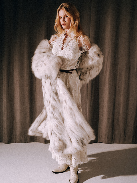 Белое платье-миди из кружева, 8