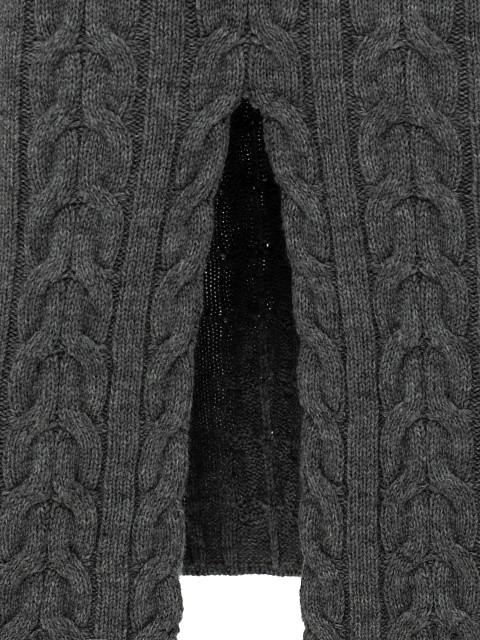 Серый вязаный комплект из кардигана и юбки-миди, 5