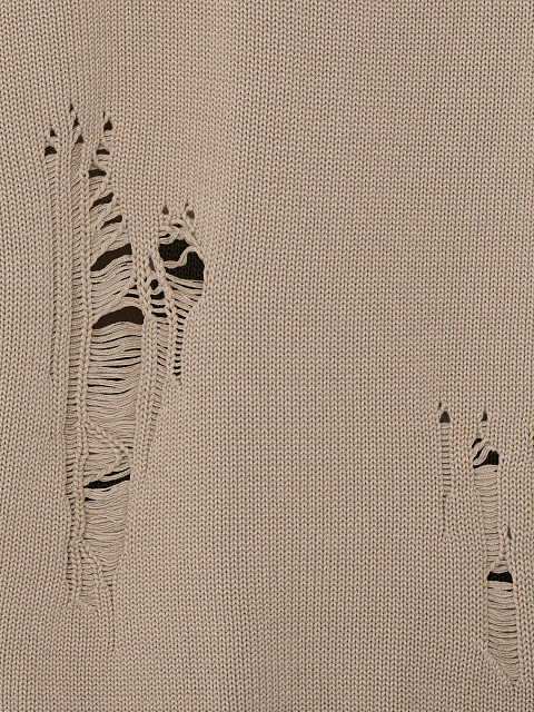 Темно-бежевый хлопковый свитер с дырками, 3 Темно-бежевый хлопковый свитер с дырками, 3