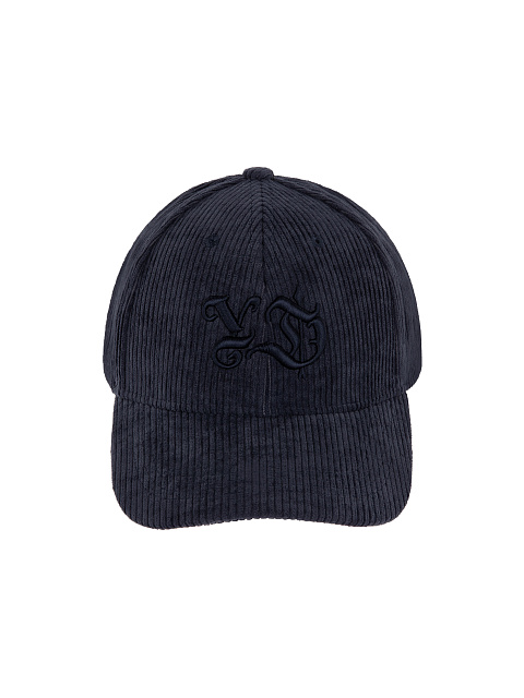 Темно-синяя кепка из вельвета с вышивкой YD, 2