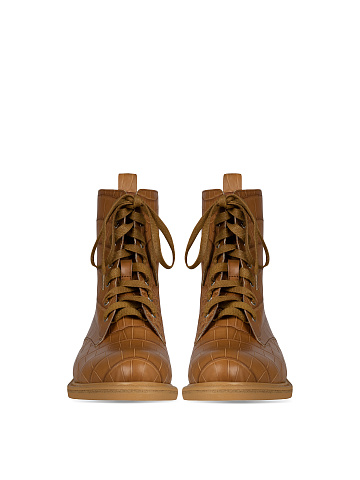 Коричневые ботинки из кожи крокодила, 2