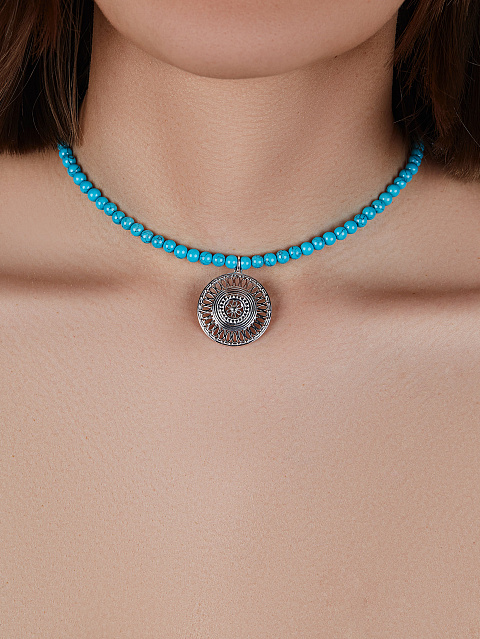 Колье с кулоном из серебра и бирюзы, 2