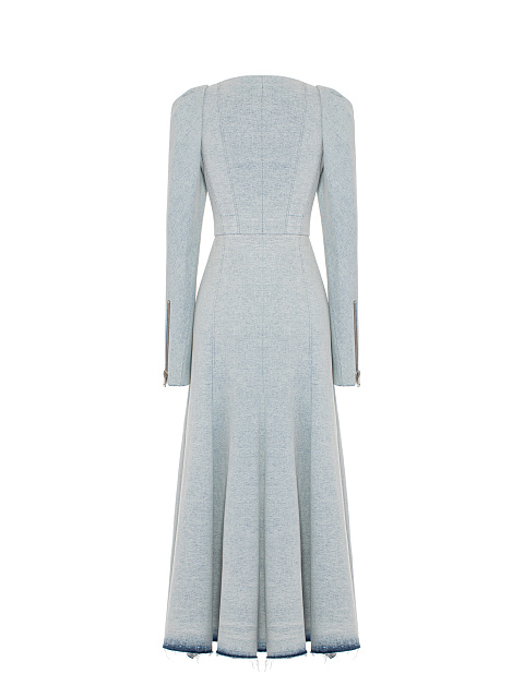 Голубое платье-миди из денима, 2