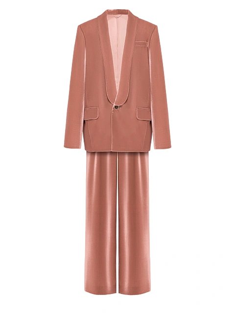 Розовый костюм-двойка из бархата, 1