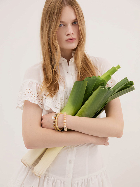 Белое хлопковое платье-мини, 3