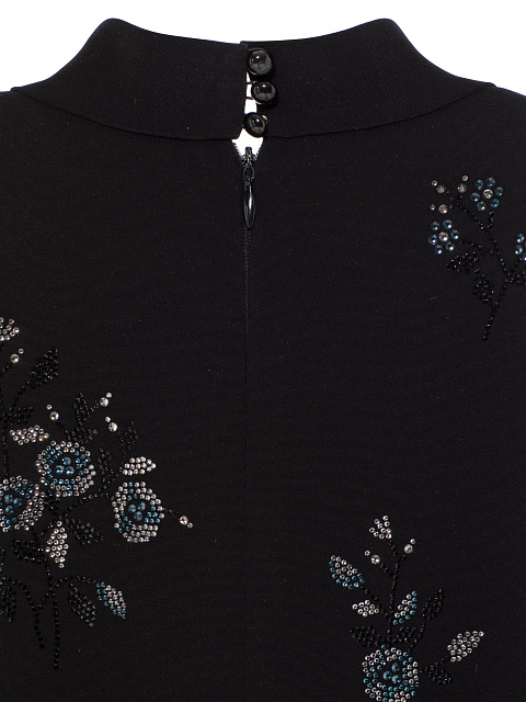 Черное платье-мини из шелка с кристаллами, 4