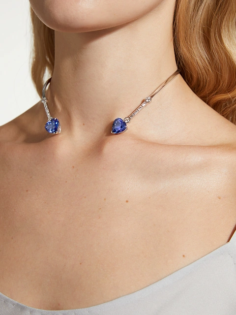 Колье из белого золота с танзанитами и бриллиантами, 5 Колье из белого золота с танзанитами и бриллиантами, 5