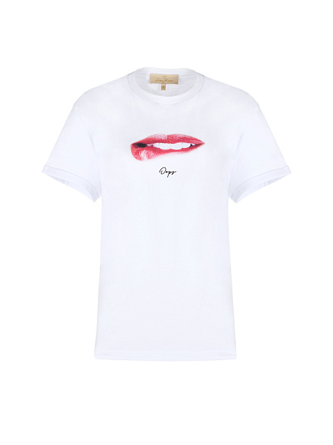 Белая хлопковая футболка с принтом, 1