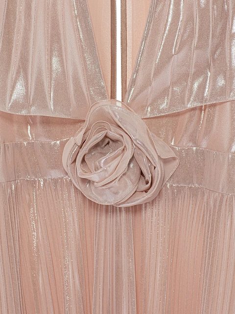 Розовое платье-макси из плиссированного шифона с эффектом металлик, 5