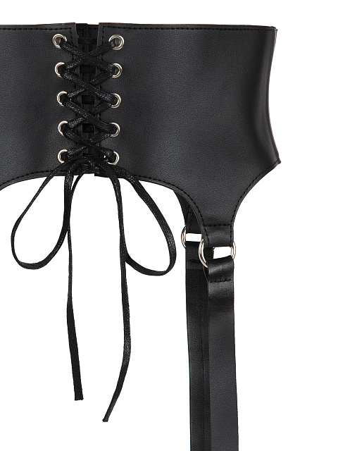 Черный пояс из эко-кожи со шнуровкой, 3