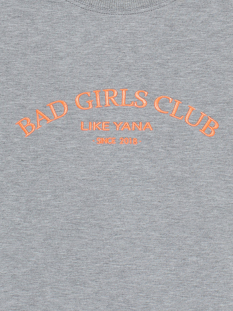 Серый трикотажный костюм Bad Girls Club с оранжевой вышивкой, 4 Серый трикотажный костюм Bad Girls Club с оранжевой вышивкой, 4