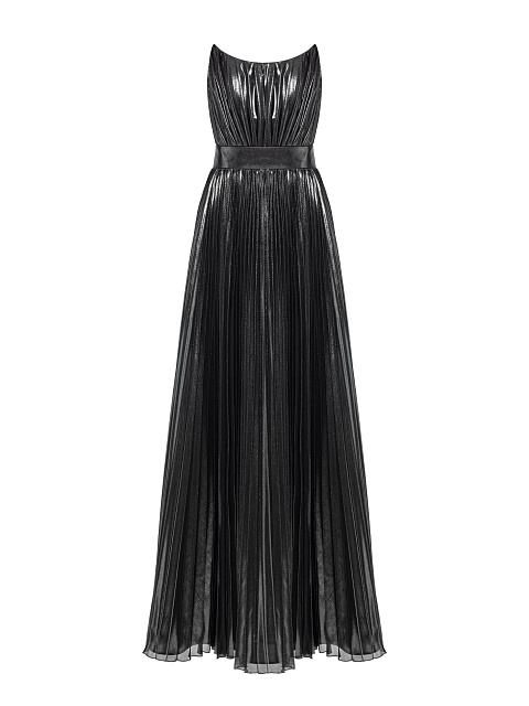 Серебряное платье-макси из гофрированной ткани, 1