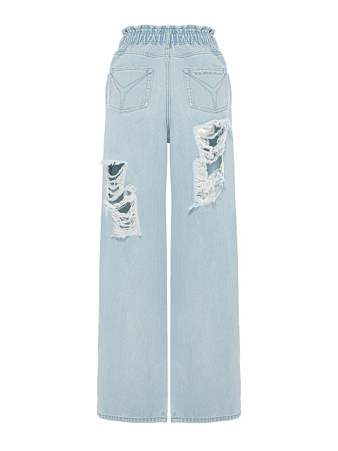 Широкие рваные джинсы голубого цвета, 2