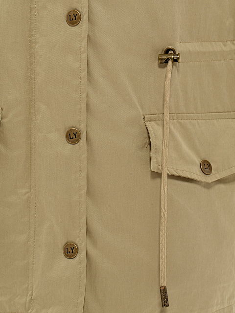 Детская парка цвета хаки из плащевки с эко-мехом, 5