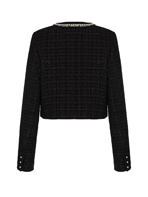Черный твидовый жакет с жемчугом, 2