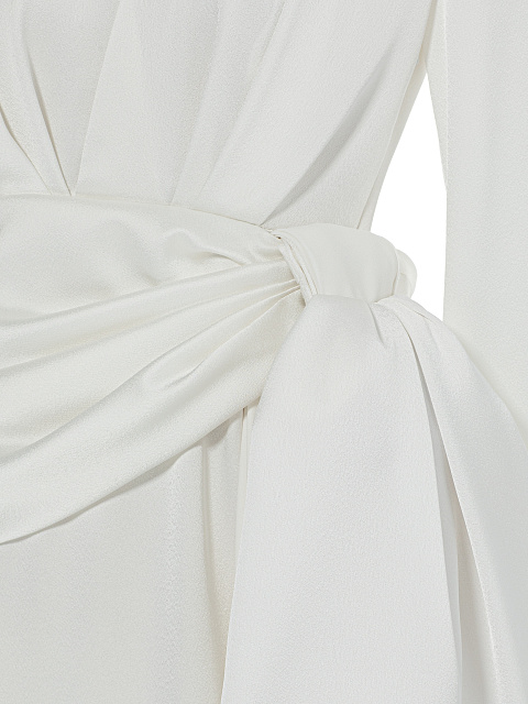 Белое платье-миди с бантом, 3