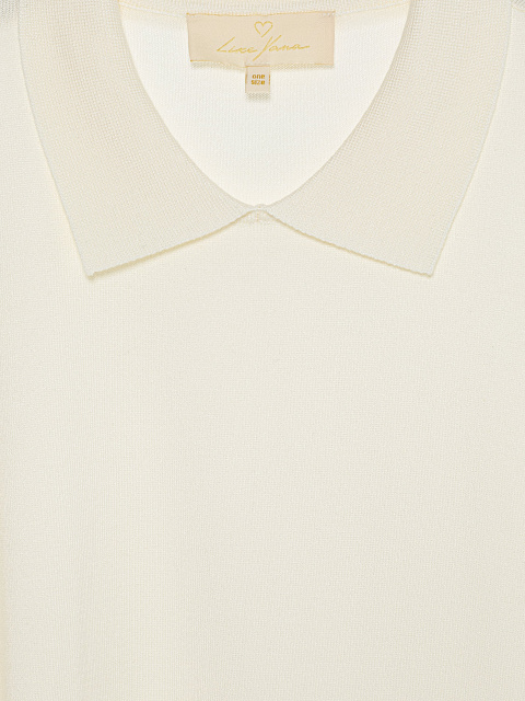 Белый джемпер с короткими рукавами и воротником, 3