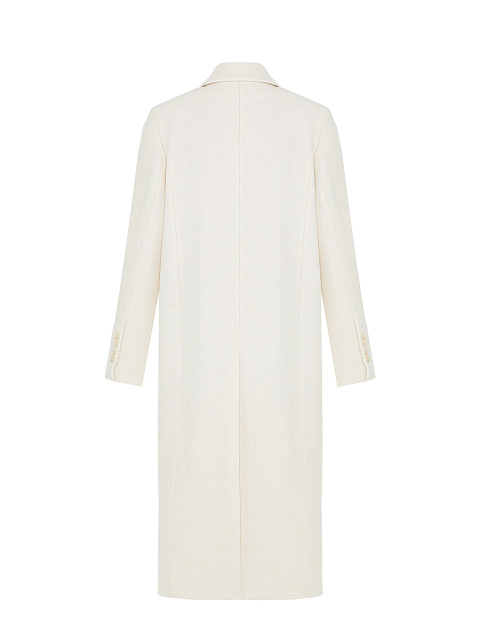 Молочное двубортное пальто с фигурными лацканами, 3