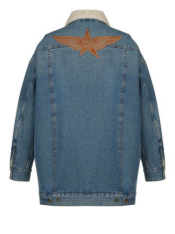 Синяя джинсовая куртка с подкладом из эко-меха, 2