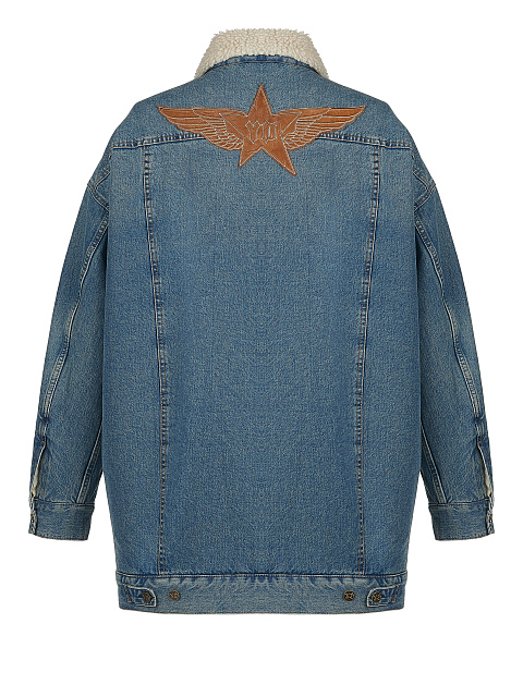 Синяя джинсовая куртка с подкладом из эко-меха, 2