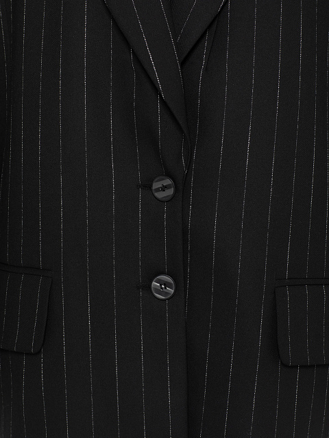 Черный объемный жакет в полоску, 5