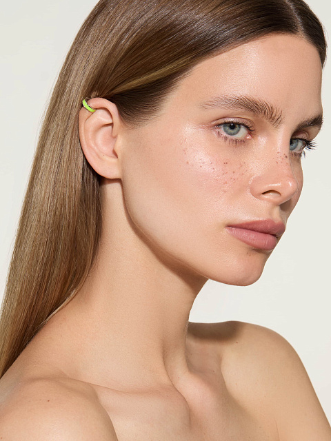 Узкий кафф из белого золота с эмалью Lime Color, 2