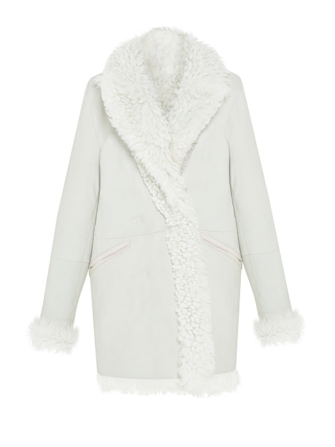 Белая двусторонняя шуба из овчины, 2