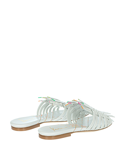 Белые плетеные кожаные мюли, 3 Белые плетеные кожаные мюли, 3