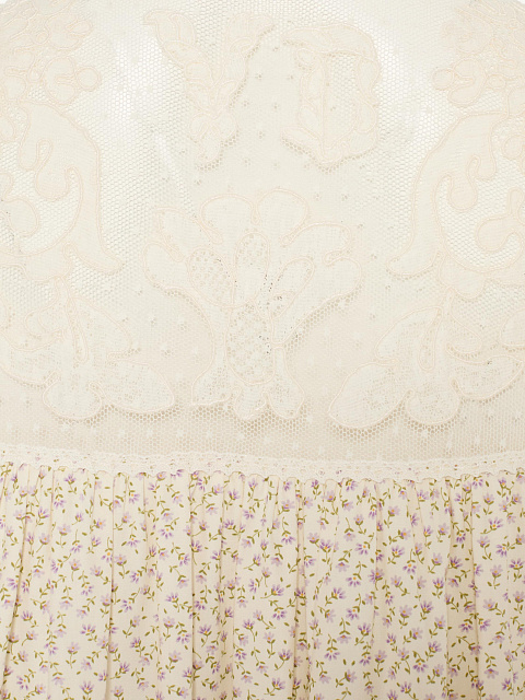 Молочное платье-мини с цветочным принтом с кружевом, 3