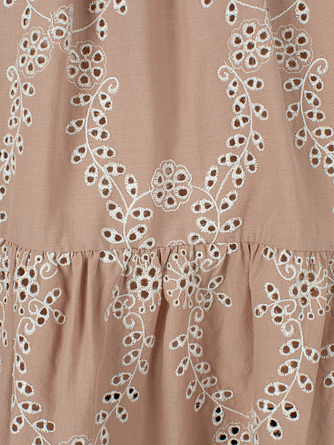 Бежевое платье-мини из хлопка с кружевом, 3 Бежевое платье-мини из хлопка с кружевом, 3