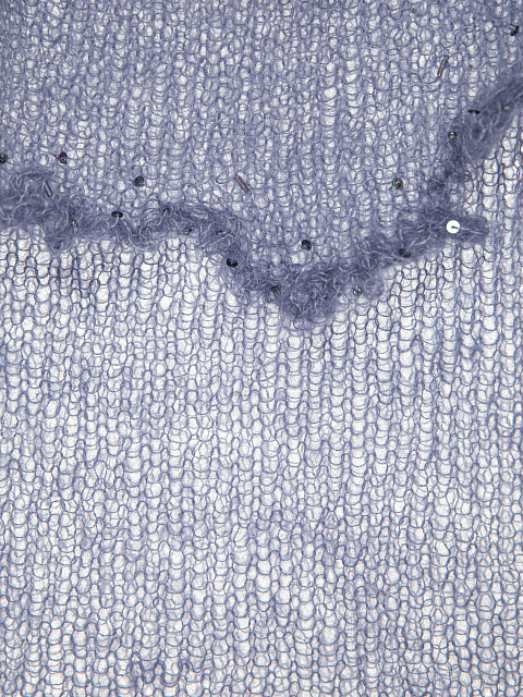 Синий свитер из мохера с открытыми плечами, 3