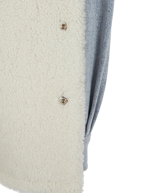 Голубая куртка из денима с подкладом из овчины, 5