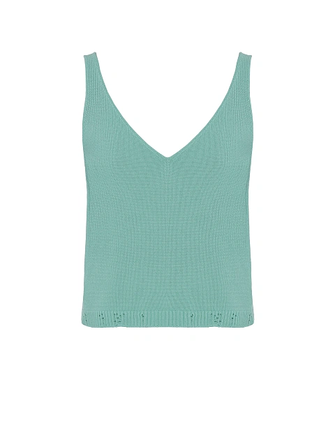 Бирюзовый вязаный комплект из кардигана, топа и брюк, 4 Бирюзовый вязаный комплект из кардигана, топа и брюк, 4