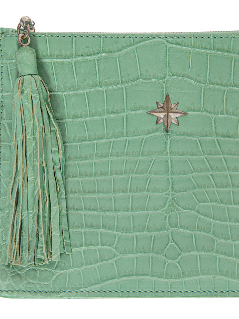 Зеленая сумка из крокодиловой кожи с полумесяцем и звездами из серебра, 8
