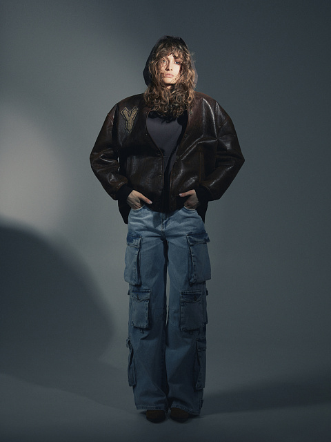 Коричневый оверсайз бомбер из овчины, 8 Коричневый оверсайз бомбер из овчины, 8