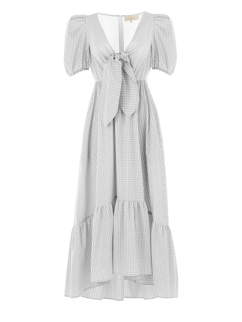 Серое хлопковое платье в клетку, 1