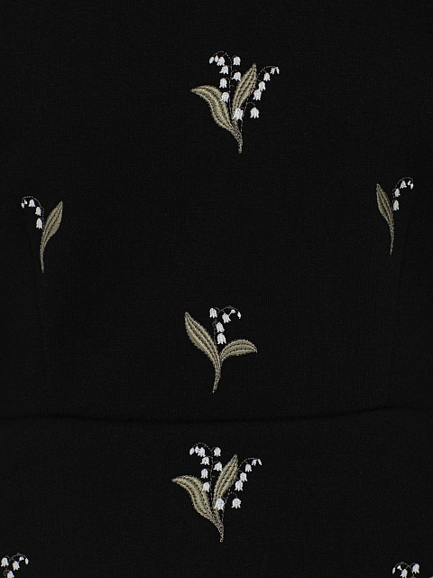 Черная толстовка с баской и вышивкой в виде ландышей, 3