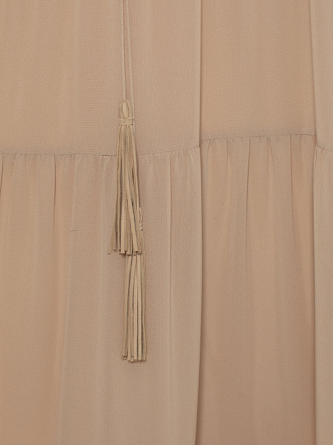 Бежевое шифоновое платье-миди с мехом норки, 5