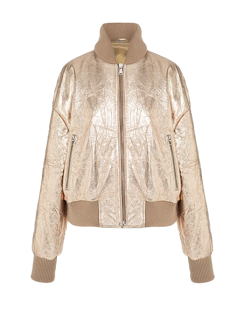 Золотистый бомбер из мятой кожи, 1