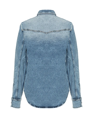 Голубая рубашка из денима с потертостями, 2